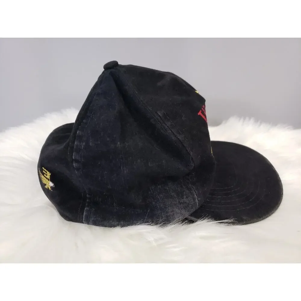 Vintage Winston Racing Team Hat NASCAR Cap Black Velvet Snap Back Gold Red Eagle